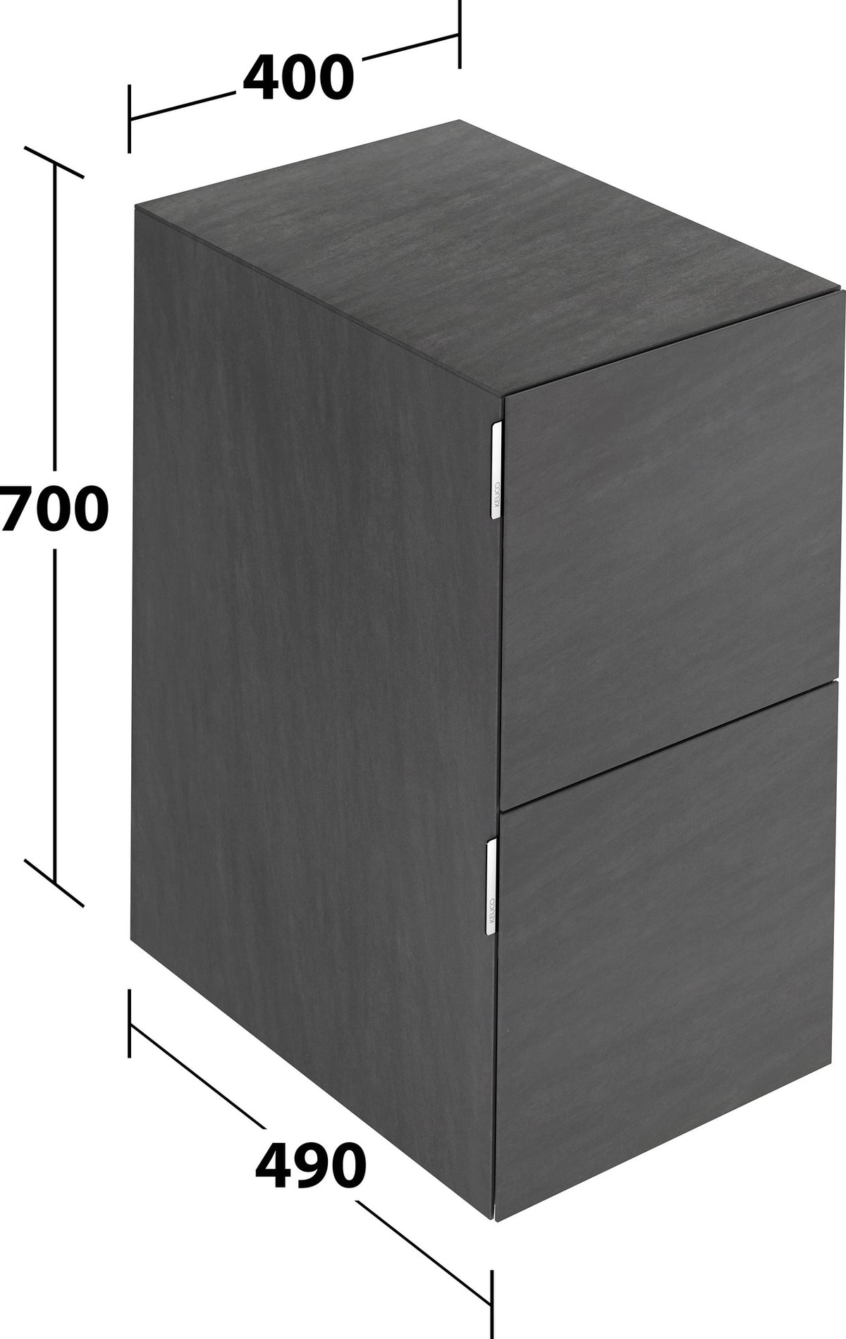 KEUCO Edition 11 Art Sideboard 400 mm mit 2 Auszügen und Beleuchtung – Weiß / Glas Weiß