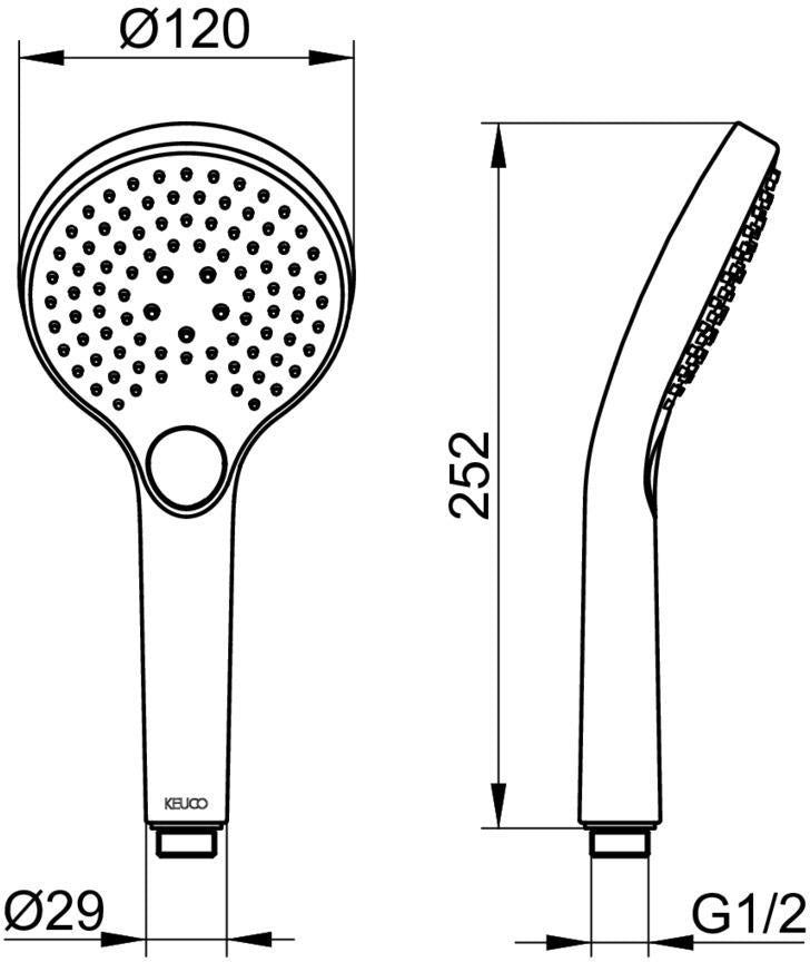 KEUCO IXMO_solo Handbrause 59580 verchromt – 1 Strahl, Eco Air, 100 mm