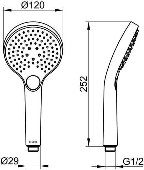 KEUCO IXMO_solo Handbrause 59580 verchromt – 1 Strahl, Eco Air, 100 mm