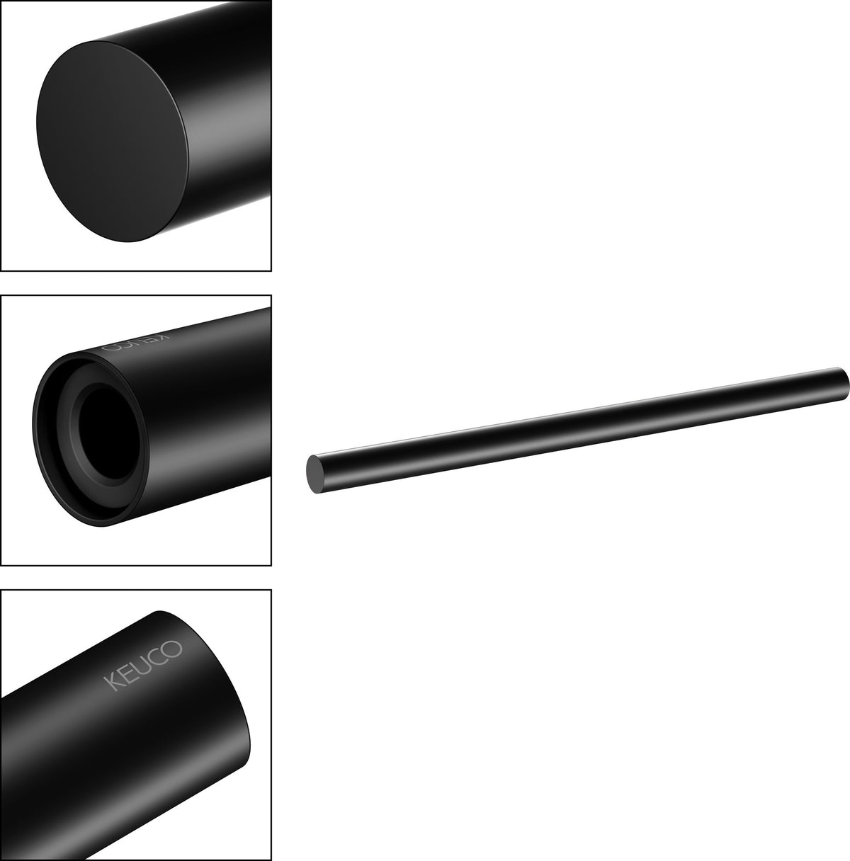 KEUCO REVA Handtuchhalter 450 mm schwarz matt – 1-armig, starr, Wandmontage