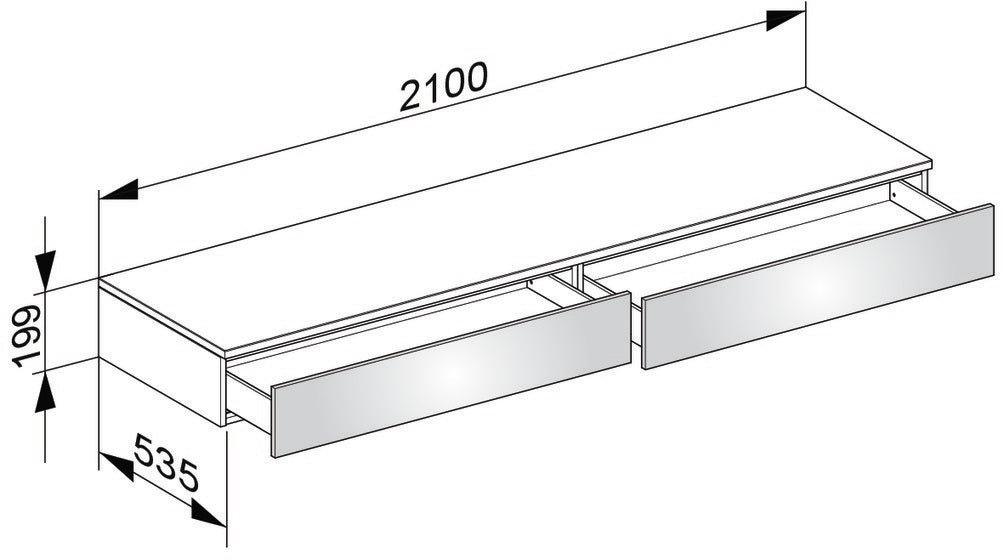 KEUCO Sideboard Edition 400, 2 Auszüge, 2100 mm, anthrazit/Glas anthrazit