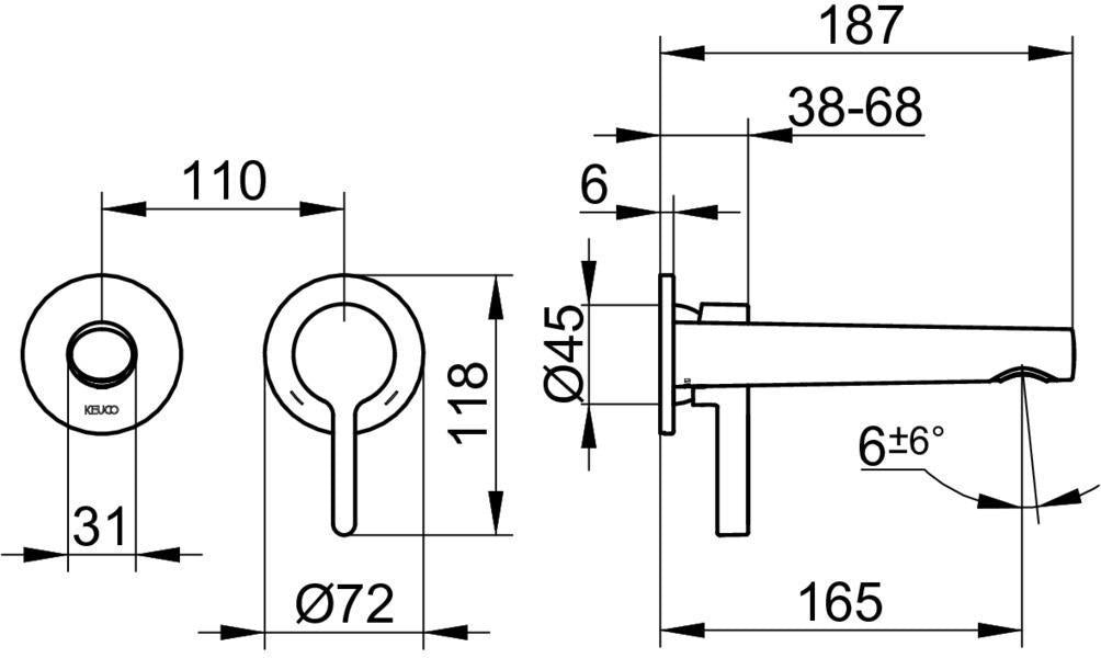 KEUCO Edition 400 Einhebel-Waschtischmischer Unterputz, Ausladung 197 mm, Bronze gebürstet