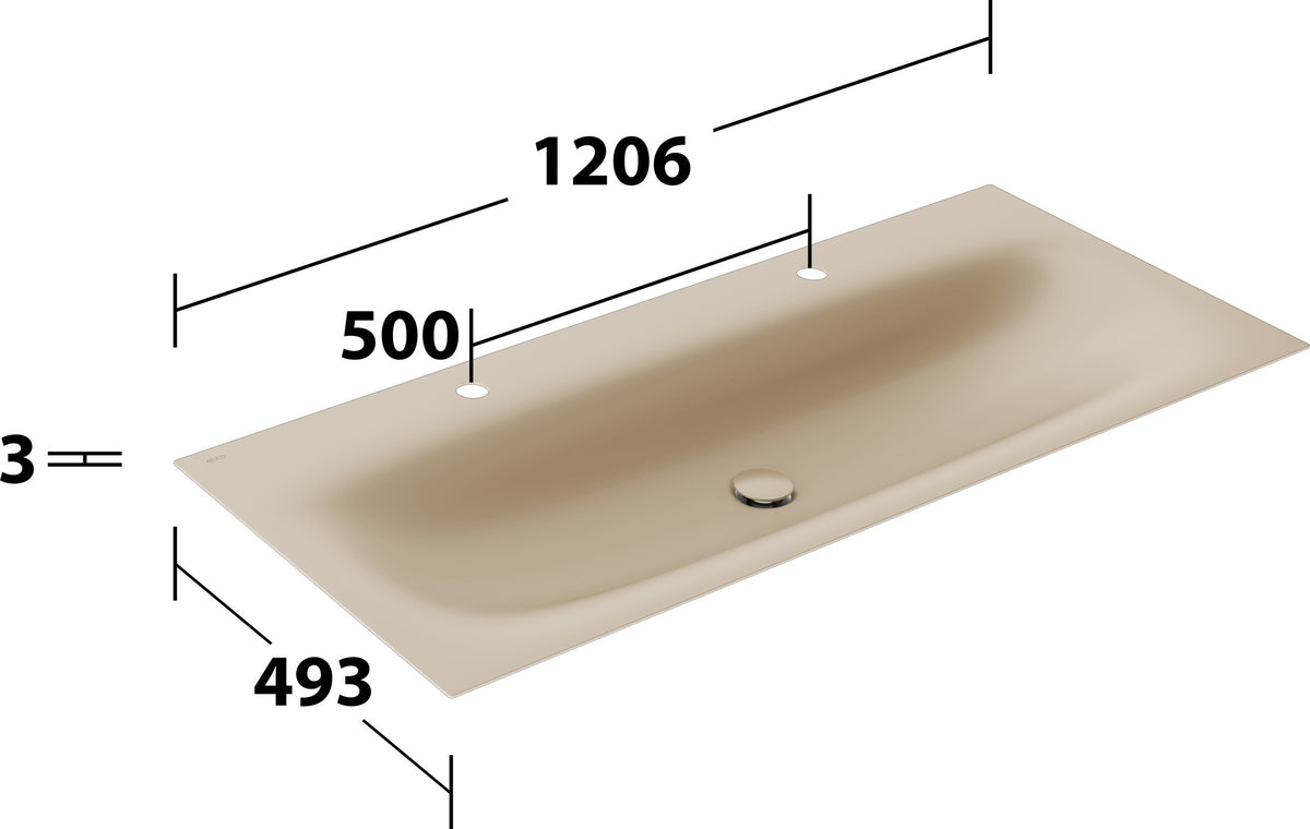 KEUCO Edition 11 Art Emaille-Waschtisch 806 mm mit 1-Loch-Bohrung in Weiß