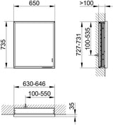 KEUCO Royal Lumos Spiegelschrank 650 mm, Wandeinbau, Anschlag rechts, silber-eloxiert