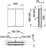KEUCO Royal Modular 2.0 Spiegelschrank Wandeinbau 600 mm mit Steckdose und USB, silber-eloxiert