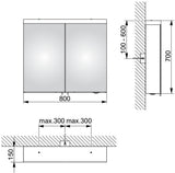 KEUCO Royal Reflex.2 Spiegelschrank 800 mm silber-eloxiert mit LED-Beleuchtung und 2 Drehtüren