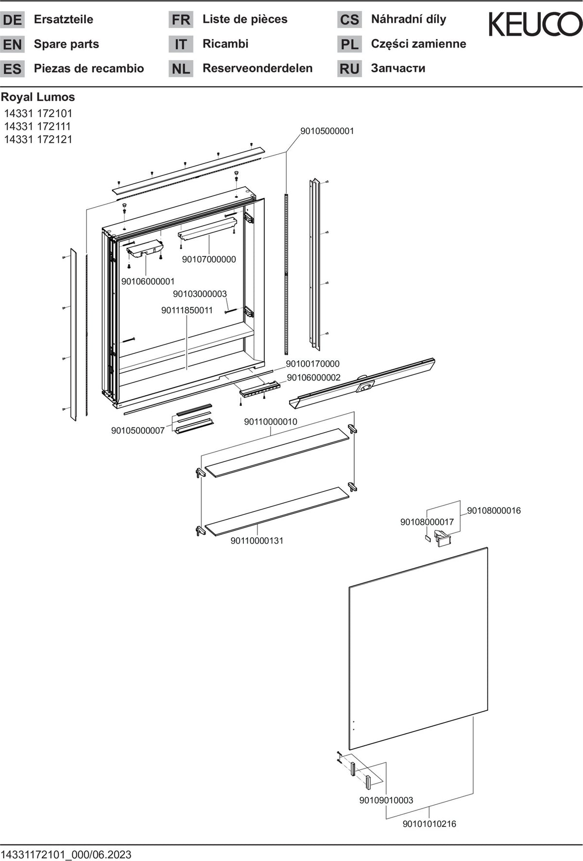 KEUCO Royal Lumos Spiegelschrank 650 mm, Wandeinbau, Anschlag rechts, silber-eloxiert