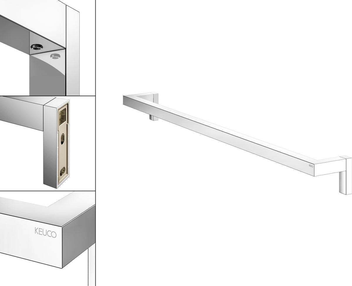 KEUCO Edition 90 Square Badetuchhalter 560 mm verchromt – eckiges Design, Wandmontage