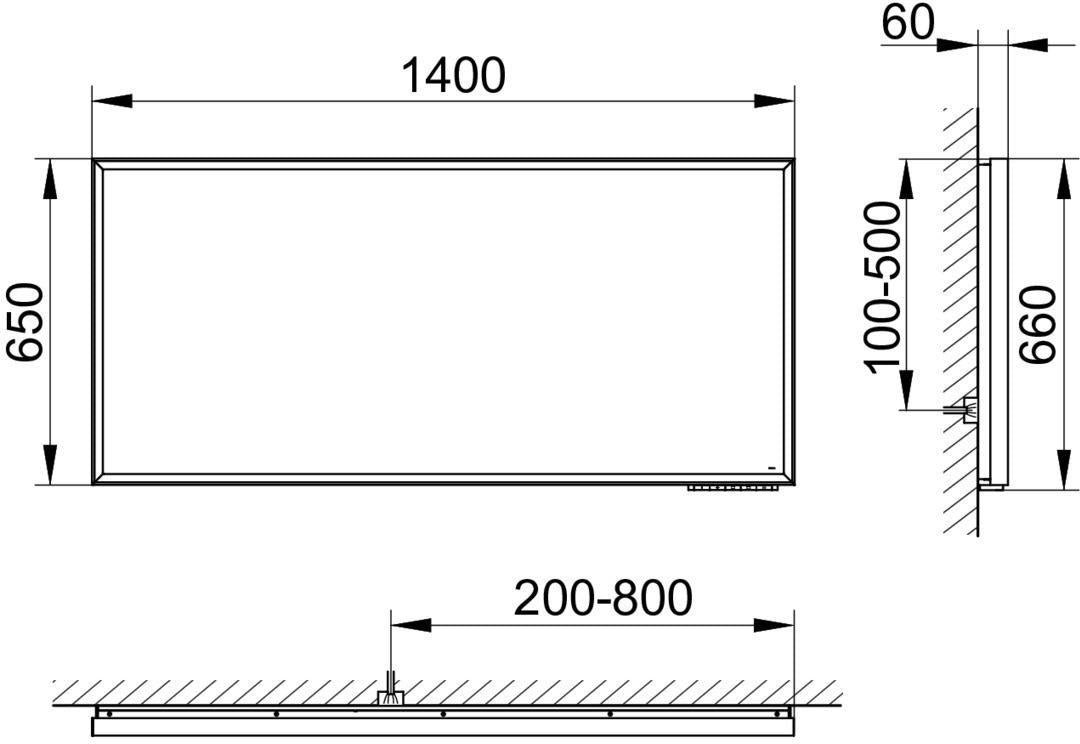 KEUCO Royal Lumos Lichtspiegel 700 x 650 mm, schwarz-eloxiert, LED-Beleuchtung