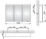 KEUCO Royal Reflex.2 Spiegelschrank 1000 mm mit LED-Beleuchtung und 3 Drehtüren