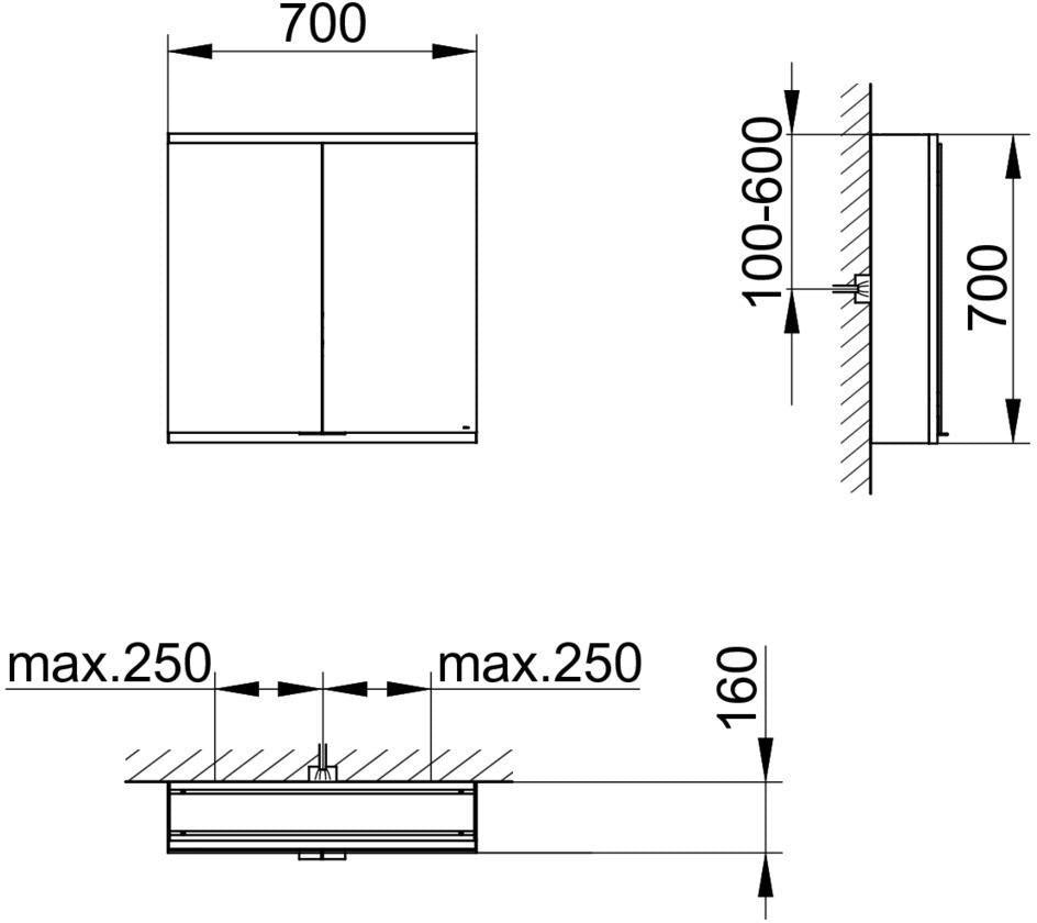 KEUCO Royal Modular 2.0 Spiegelschrank beleuchtet 600 mm mit Steckdose und USB