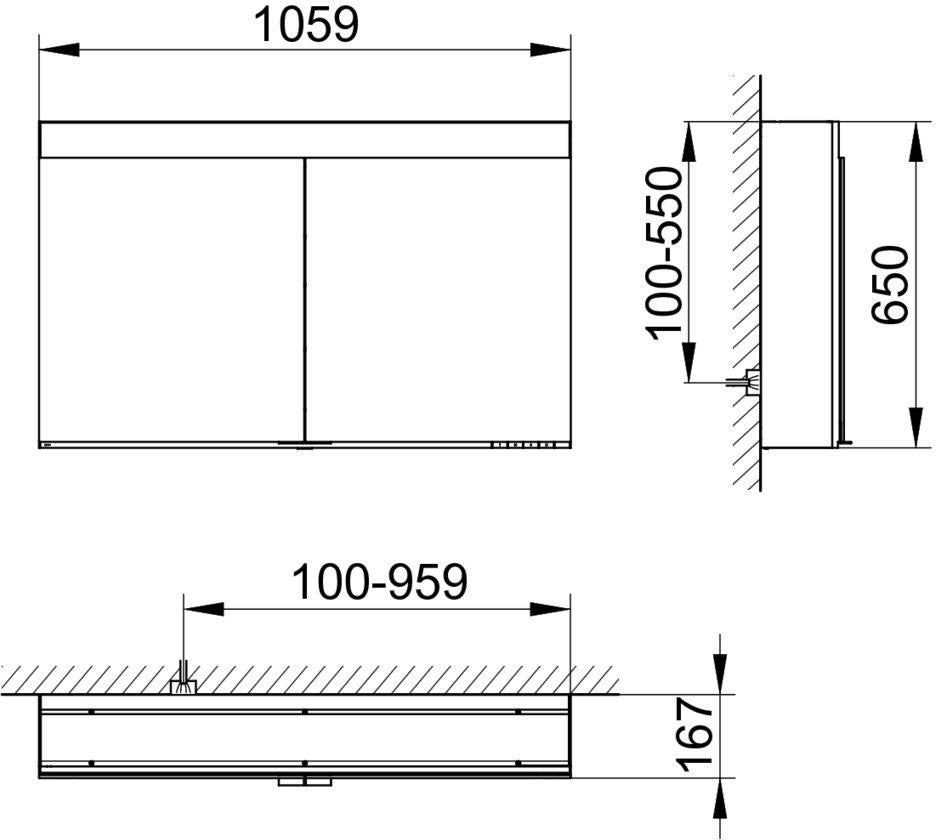KEUCO Edition 400 Spiegelschrank DALI 1060 mm mit LED-Beleuchtung und Innenraumausleuchtung