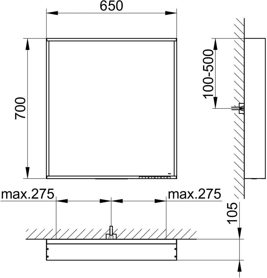 KEUCO Lichtspiegel Plan 07897 – LED-Spiegel mit Touch-Sensorik, 460 x 850 mm, silber-eloxiert