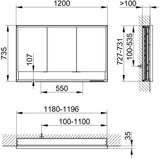 KEUCO Royal Lumos Spiegelschrank Wandeinbau 1200x735x130 mm silber-eloxiert mit Ablagefach