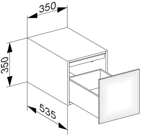 KEUCO Edition 11 Sideboard 350 mm mit Auszug, weiß Hochglanz – Push-to-Open & Dämpfung