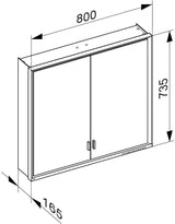 KEUCO Royal Lumos Spiegelschrank 800 mm mit LED-Beleuchtung und Ablagefach, silber-eloxiert