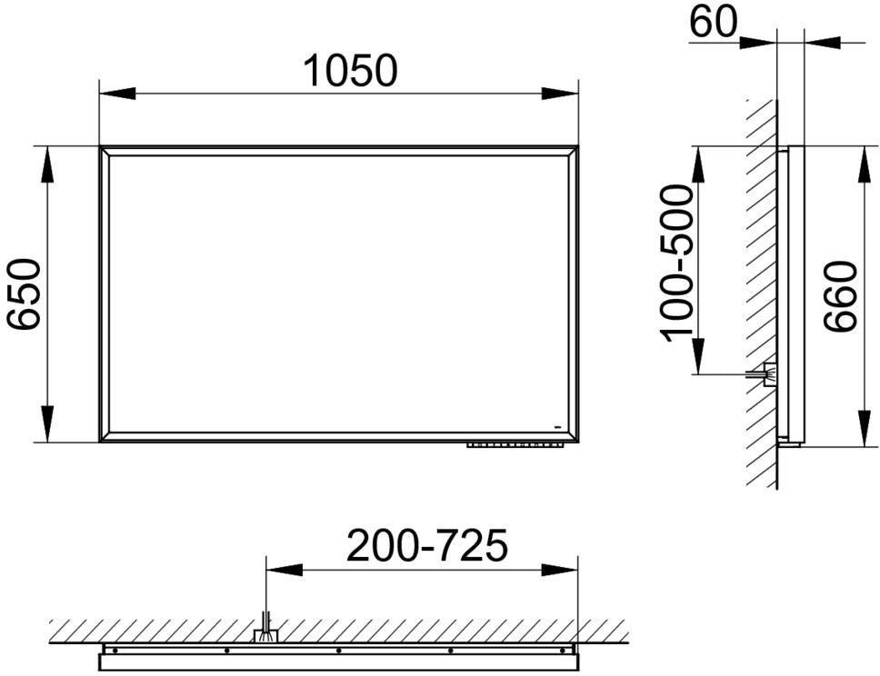 KEUCO Royal Lumos Lichtspiegel mit Spiegelheizung, 700 x 650 mm, schwarz-eloxiert