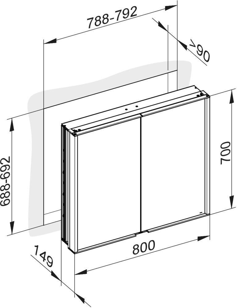 KEUCO Royal Match Spiegelschrank 650 mm – Wandeinbau, LED, 2 Türen, Touch-Dimmer