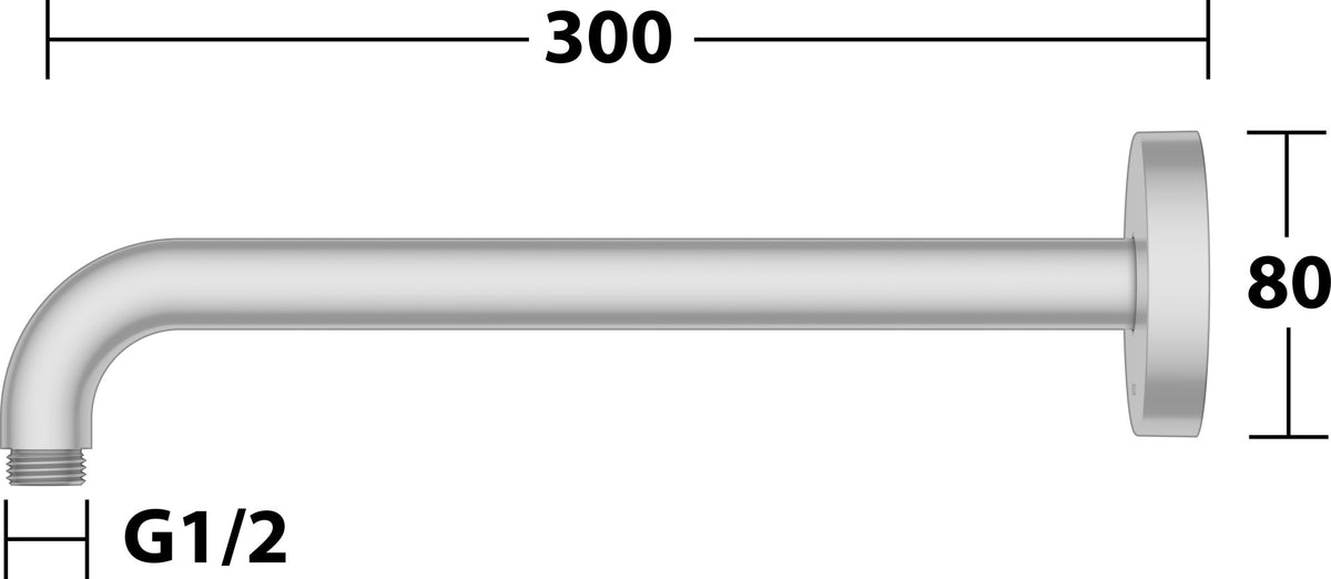 KEUCO Brausearm Elegance 51688, Wandanschluss, 300 mm, verchromt – Edles Design für Ihr Badezimmer