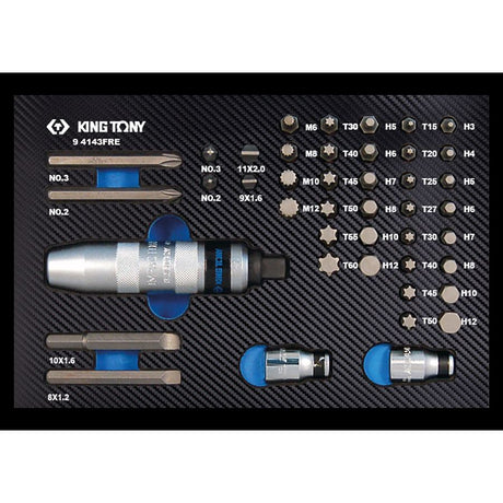 KING TONY Profi-Werkzeuge - Kraft-Schraubendreher, mit Zubehör, EVAWAVE - 43 tlg. 94143FRE