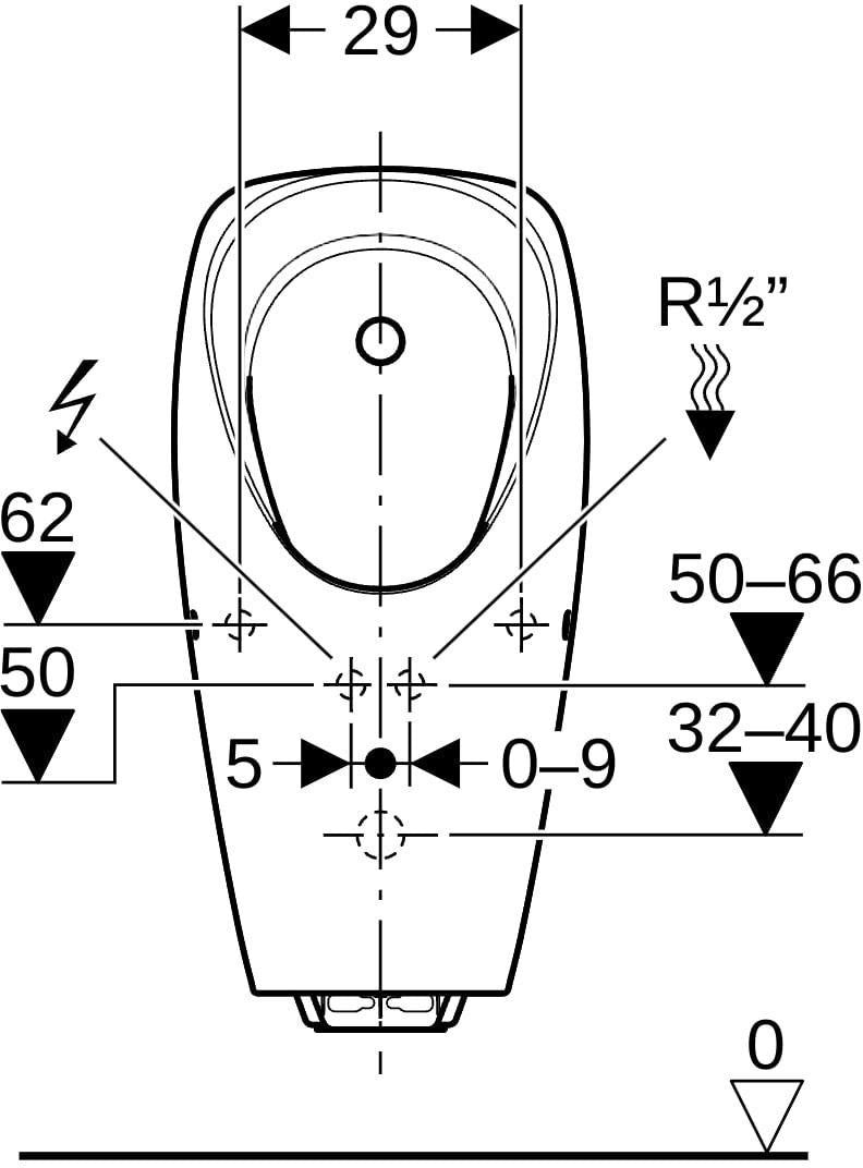 Geberit Tamina Urinal mit integrierter Steuerung, Netzbetrieb, spülrandlos, weiß
