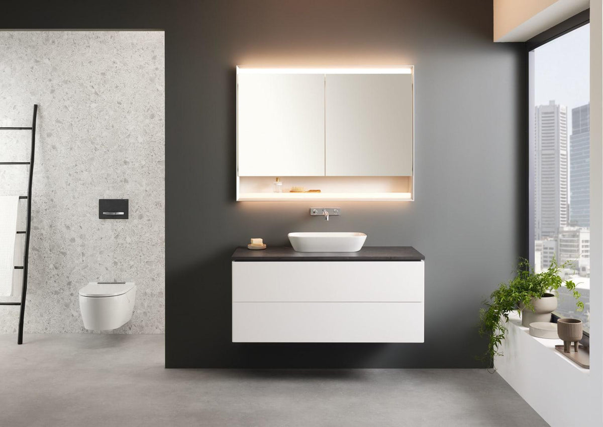 Geberit ONE Spiegelschrank mit Nische & ComfortLight, 2 Türen, 75x90x15 cm, weiß