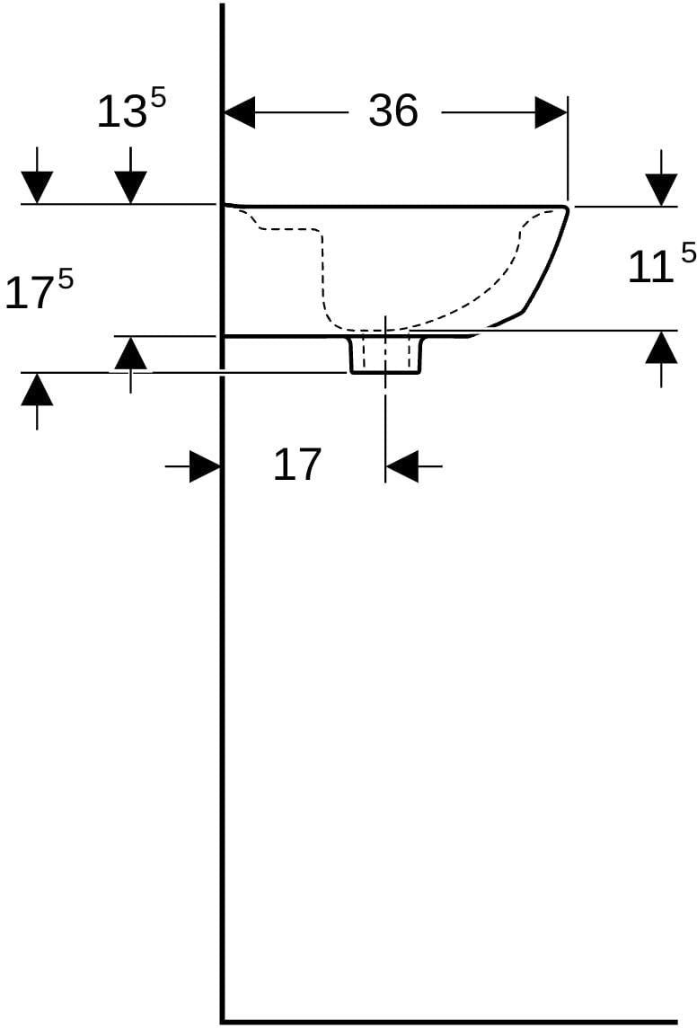 GEBERIT Renova Handwaschbecken 45x36 cm ohne Hahnloch, ohne Überlauf, weiß