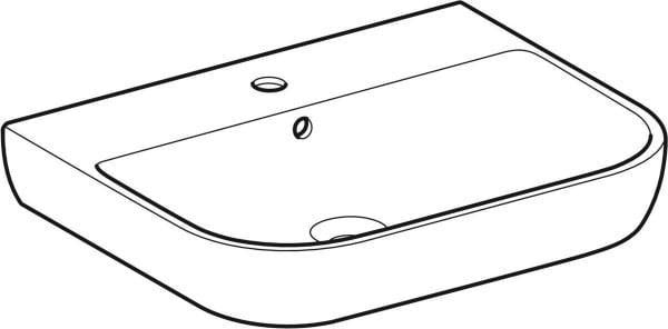 Geberit Smyle Waschtisch 55x48 cm mit Hahnloch und Überlauf in Weiß