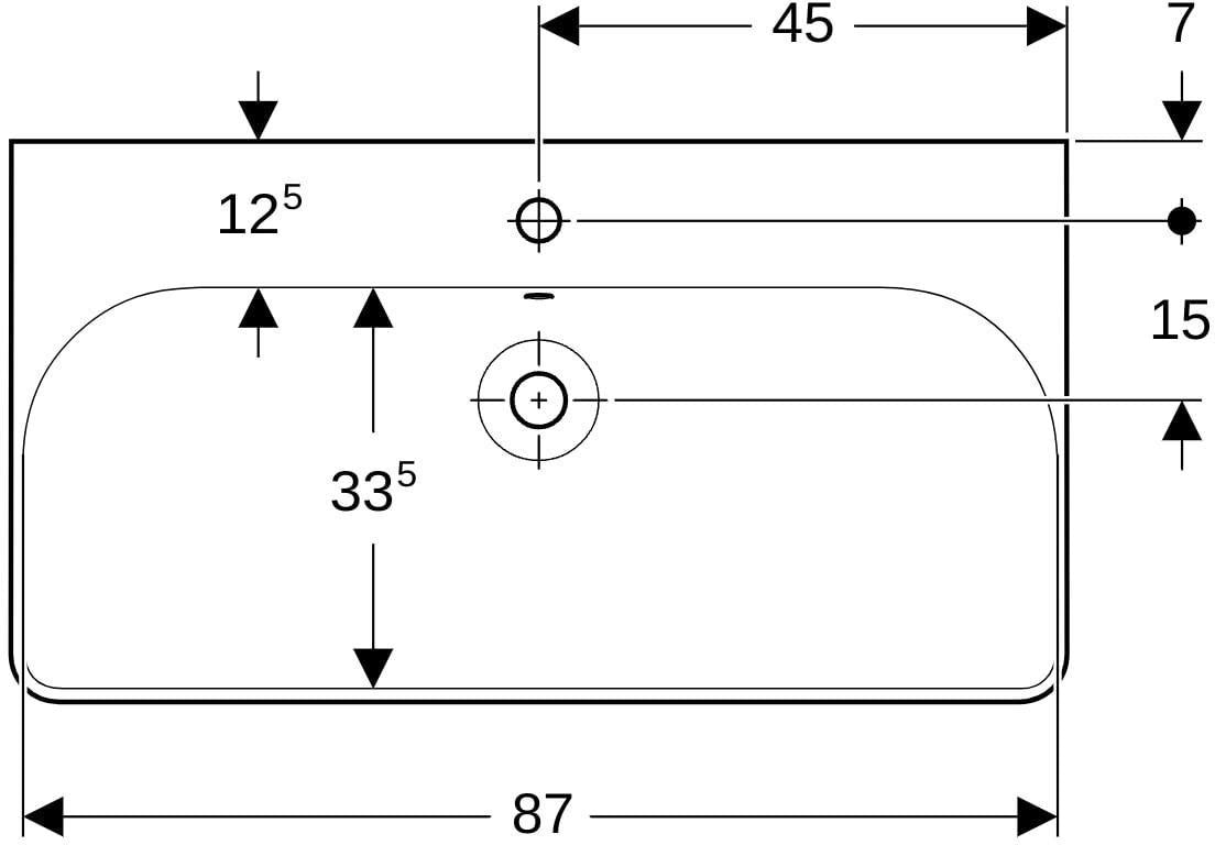 Geberit Smyle Waschtisch eckig 90x48 cm mit Hahnloch und Überlauf in Weiß