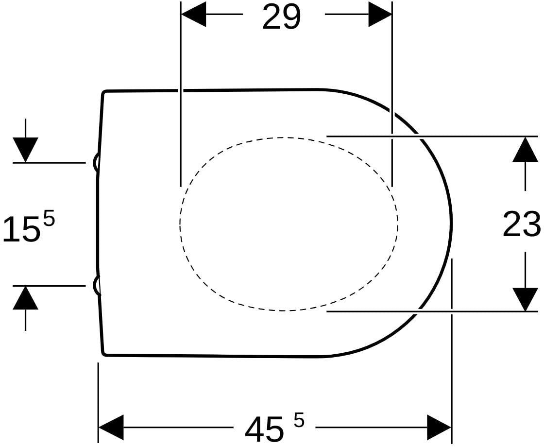 Geberit Renova Plan WC-Sitz mit Deckel, weiß glänzend, Duroplast, Edelstahl-Scharniere, Befestigung von unten