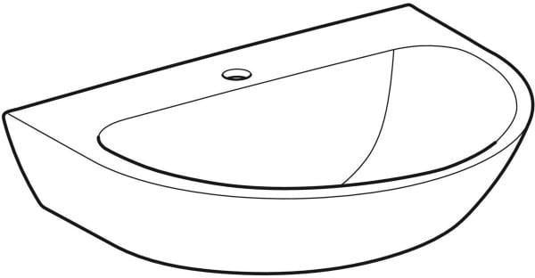 Geberit Renova Waschtisch 60x48 cm mit Hahnloch mittig, ohne Überlauf, weiß, KeraTect