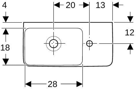 Geberit Renova Compact Handwaschbecken 50 x 25 cm, weiß, Hahnloch rechts, mit Überlauf