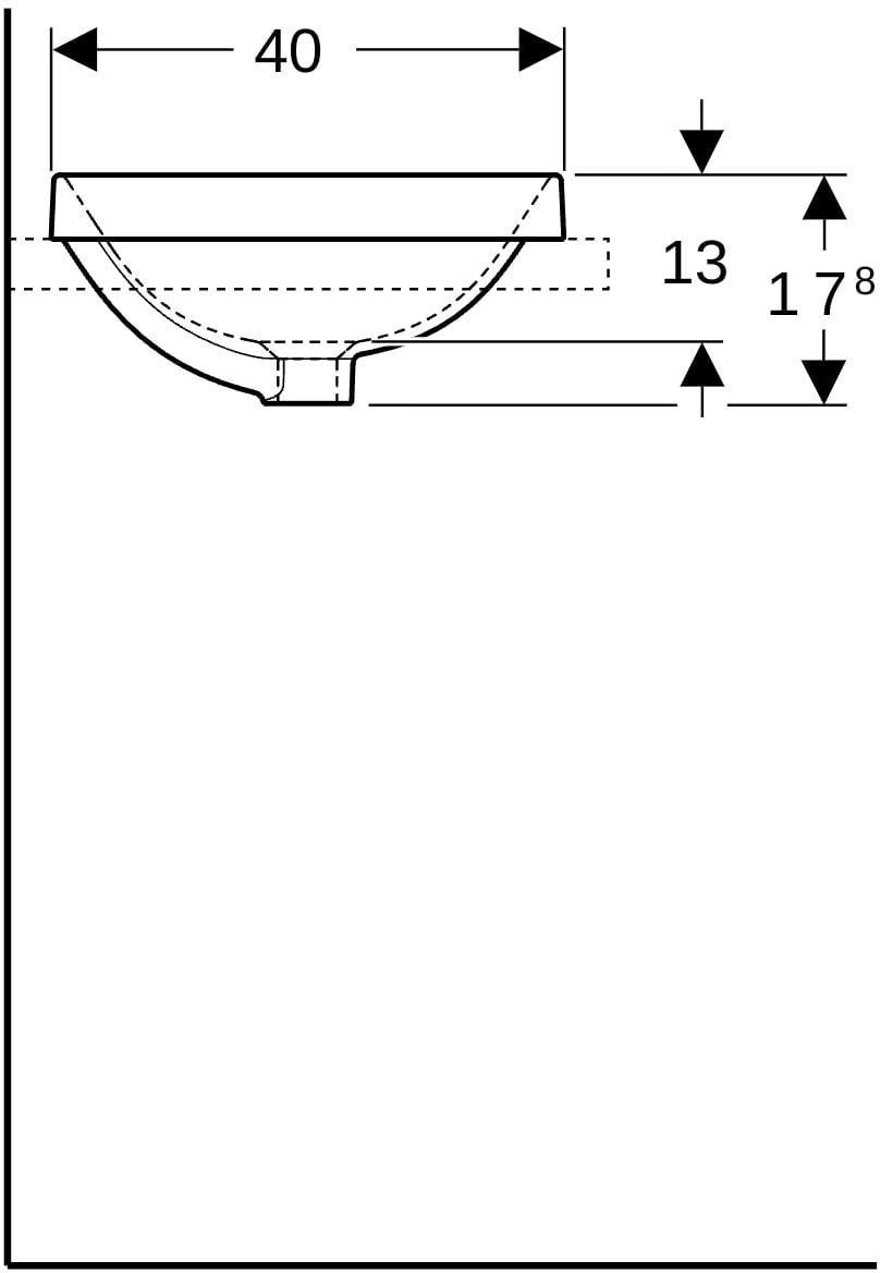 Geberit VariForm Einbauwaschtisch 55x40 cm, weiß, mit Überlauf, KeraTect