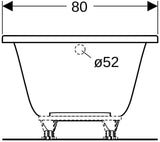 Geberit Renova Rechteckbadewanne 170x75 cm, weiß, Sanitäracryl, mit Überlaufloch