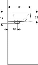 Geberit Renova Plan Aufsatz-Handwaschbecken 50x38 cm mit Hahnloch & Überlauf, weiß