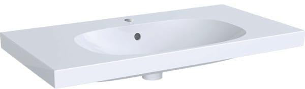 Geberit Acanto Waschtisch 90x48 cm mit Ablagefläche, Hahnloch und Überlauf in Weiß