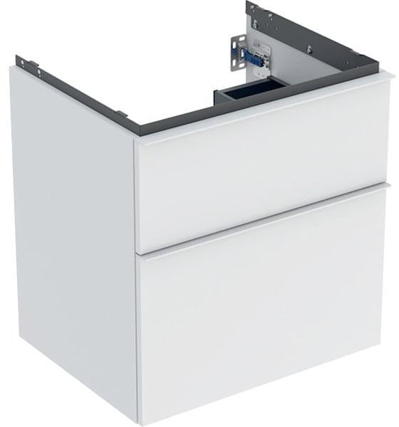 Geberit iCon Waschtischunterschrank 59,2 cm mit 2 Schubladen, weiß hochglanz – wandhängend