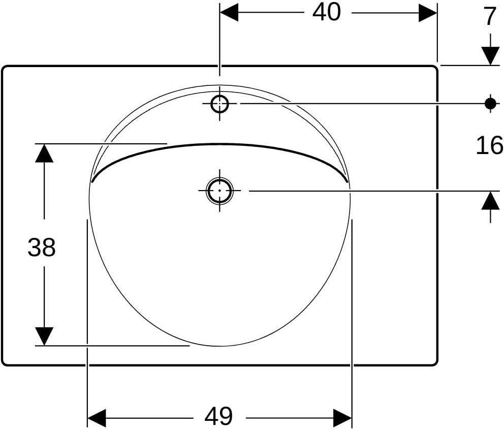 Geberit Preciosa Waschtisch 80x55 cm mit Ablagefläche, Hahnloch mittig, ohne Überlauf, weiß