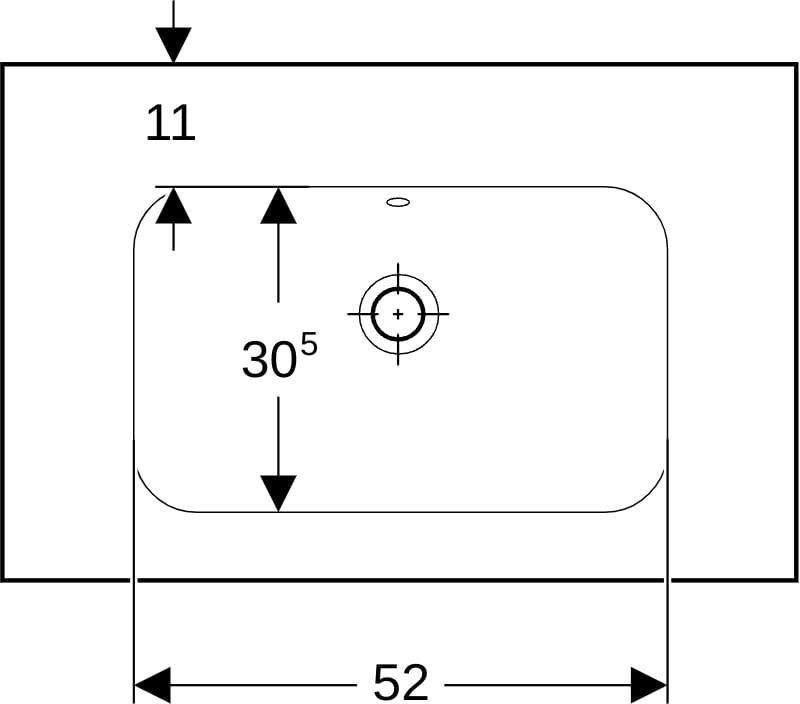 Geberit iCon Light Waschtisch 75x48 cm mit Ablagefläche, Hahnloch, Überlauf, weiß