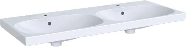 Geberit Acanto Doppel-Waschtisch 120x48 cm, 2 Hahnlöcher, mit Überlauf, weiß