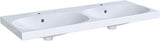 Geberit Acanto Doppel-Waschtisch 120x48 cm, 2 Hahnlöcher, mit Überlauf, weiß