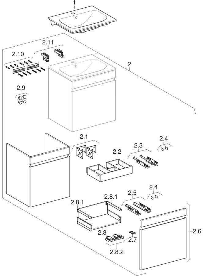 Geberit Renova Plan Waschtischset mit Unterschrank Nussbaum hell KeraTect 55 cm
