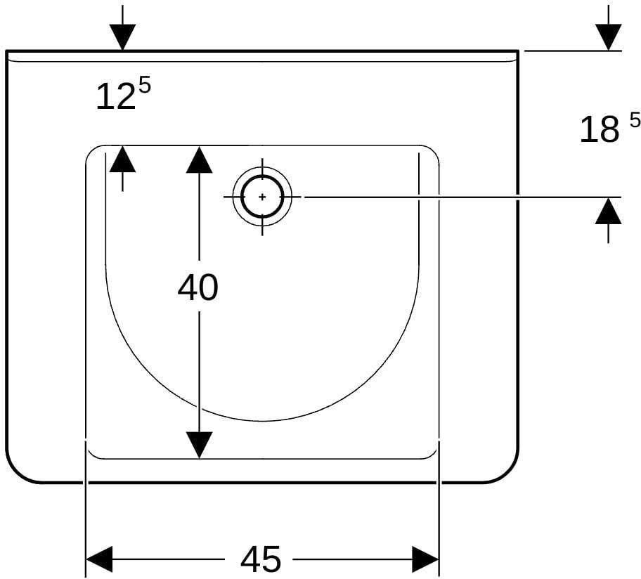 GEBERIT Renova Comfort Waschtisch eckig 60x55 cm barrierefrei weiß