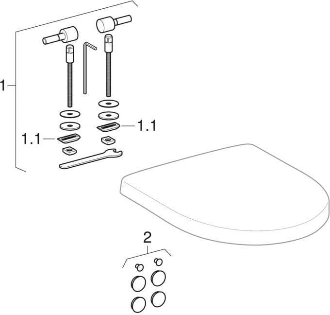 GEBERIT Renova WC-Sitz pergamon, Duroplast, Edelstahl-Scharniere, abnehmbar, von oben montierbar