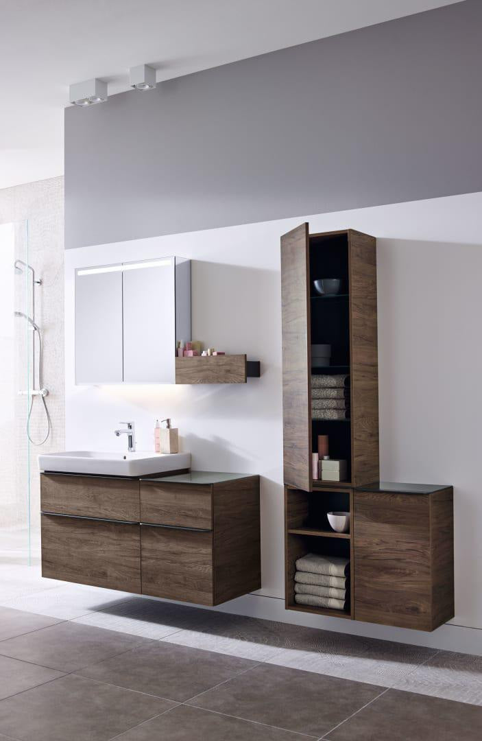 GEBERIT Smyle Wandablage eckig 45 cm mit 3 Handtuchhaken sandgrau