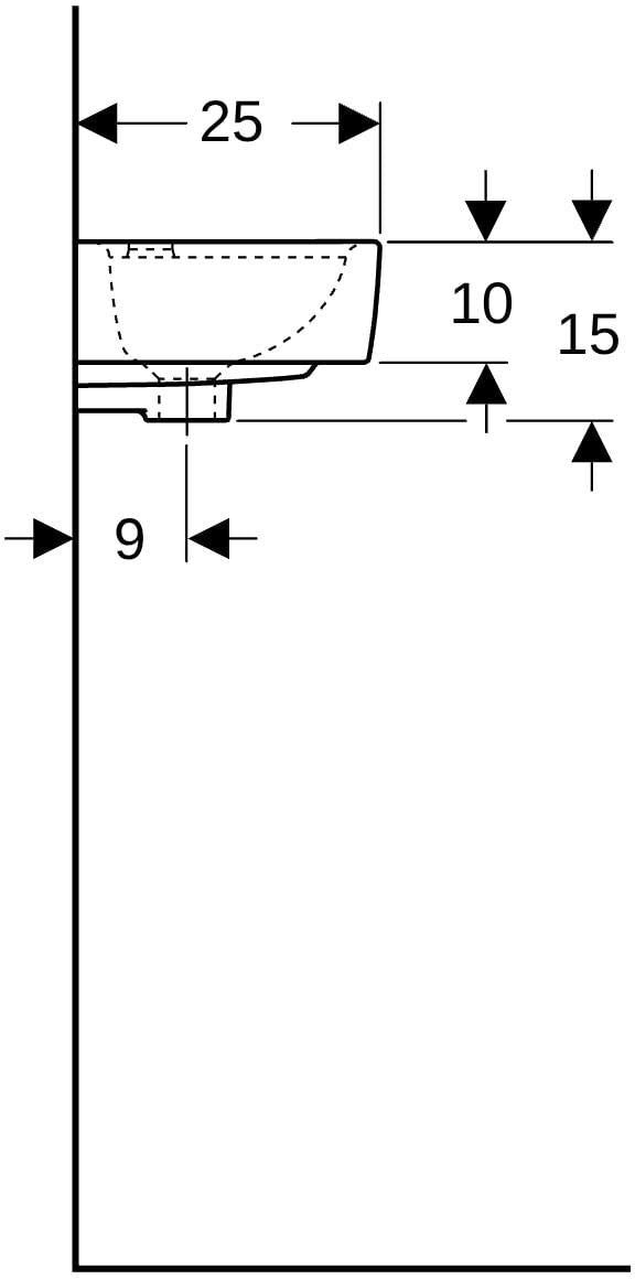 Geberit Renova Compact Handwaschbecken 40x25 cm, Hahnloch rechts, mit Überlauf, weiß