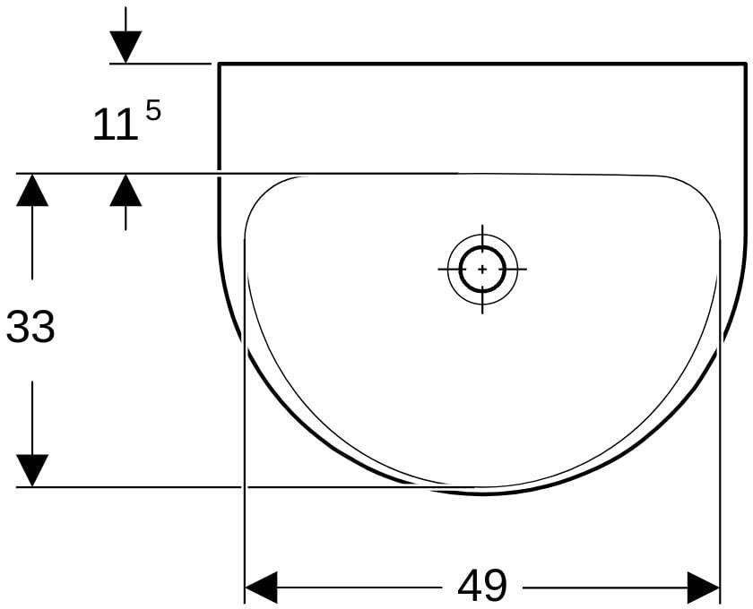 Geberit Renova Waschtisch 65x50 cm ohne Hahnloch, ohne Überlauf, weiß – Wandmontage
