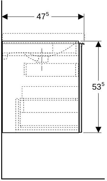 Geberit Acanto Waschtischunterschrank 59,5 cm, 1 Schublade mit Innenschublade, weiß hochglänzend