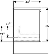 Geberit Renova Plan Seitenschrank 40 cm mit Schublade, Nussbaum hickory hell – wandhängend, Selbsteinzug