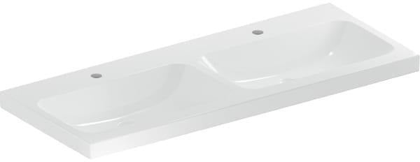 Geberit iCon Light Doppelwaschtisch 120x48 cm mit Hahnloch und Überlauf in Weiß